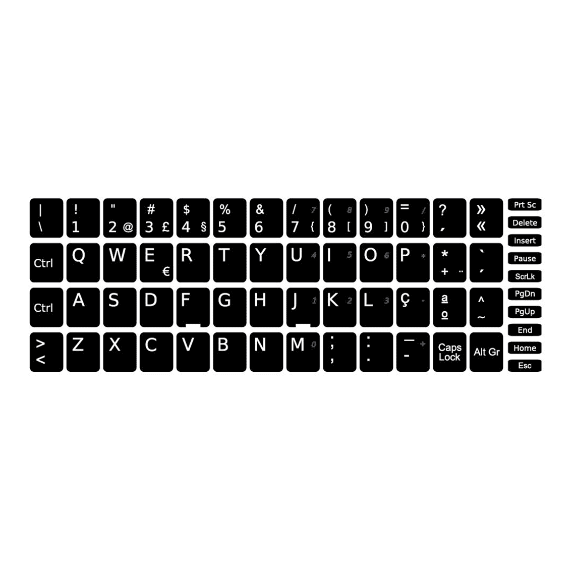 Autocolantes Teclado PT 13x13mm - Vinil Premium para Portátil | Green Computer