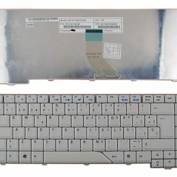 Teclado para Portátil Acer Aspire 4710, 5315, 5920, 5235 Series – Cor Branco, Layout Espanhol