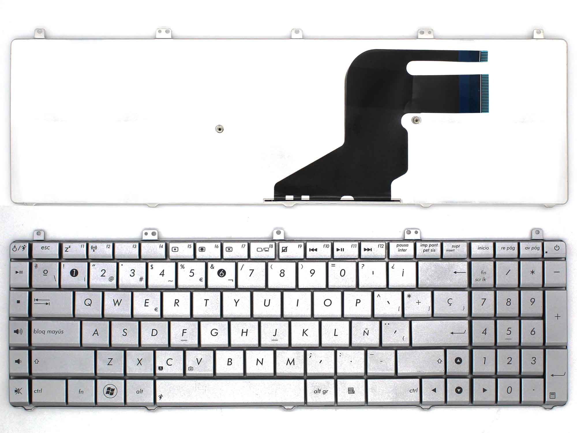 Teclado para Portátil ASUS N55 N57 N75 Series Espanhol Prata