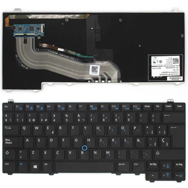 Teclado para Portátil Dell Latitude E5440 Preto com Iluminação de Fundo e PointStick