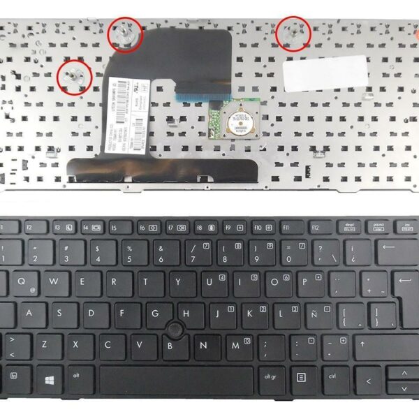 Teclado para Portátil HP EliteBook 8460P 8460W ProBook 6460B 6465B Series Espanhol Preto com Ponteiro