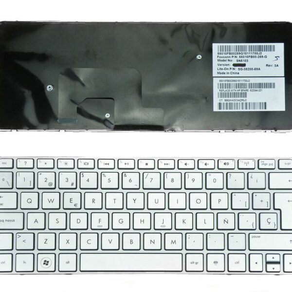 Teclado Prata com Estrutura para Portátil HP Mini 210-2000, 110-3000 Series