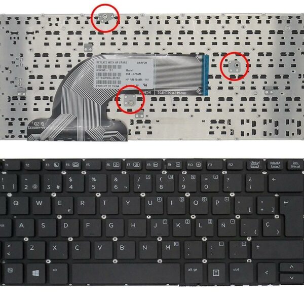 Teclado para Portátil HP ProBook 430 440 445 G0 G1 - Layout Espanhol Preto - Compatível com 639396-161