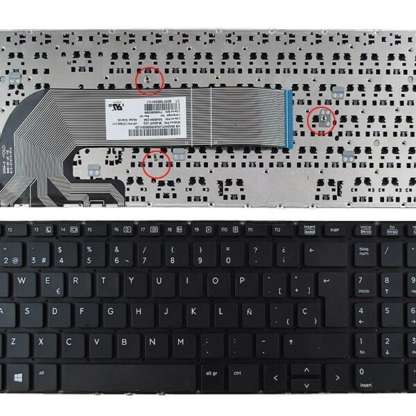 Teclado para Portátil HP Probook 450 G1 - Espanhol (Castelhano) - Preto, Sem Moldura