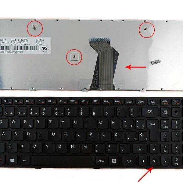 Teclado para Portátil Lenovo G500 G505 G510 G400 G700 Preto Espanhol com Moldura