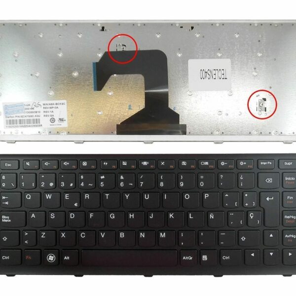 Teclado para Portátil Lenovo IdeaPad S300 S400 Series Espanhol Preto com Moldura