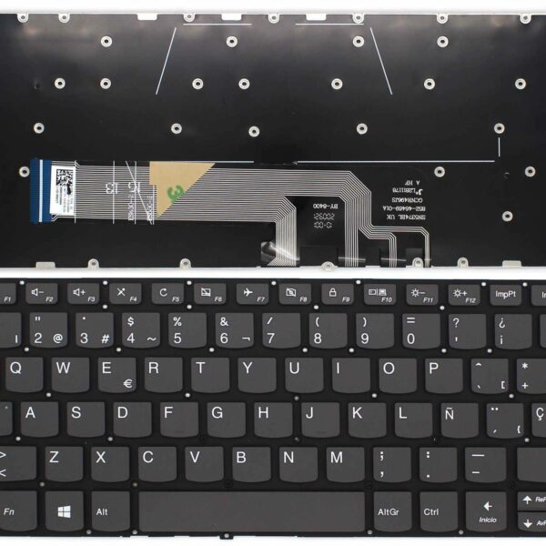 Teclado Espanhol Cinza Frameless para Portátil Lenovo Yoga 530-14, 730-13 Series - PN: AE08L010