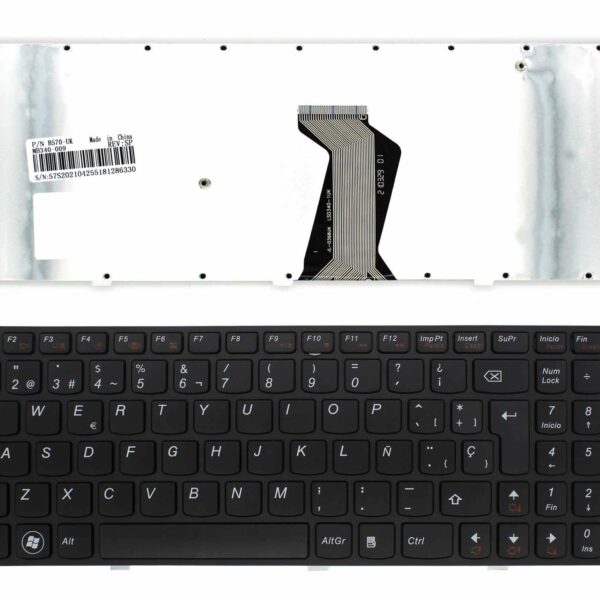 Teclado para Portátil Lenovo 25209726 - Idioma Espanhol - Preto com Moldura