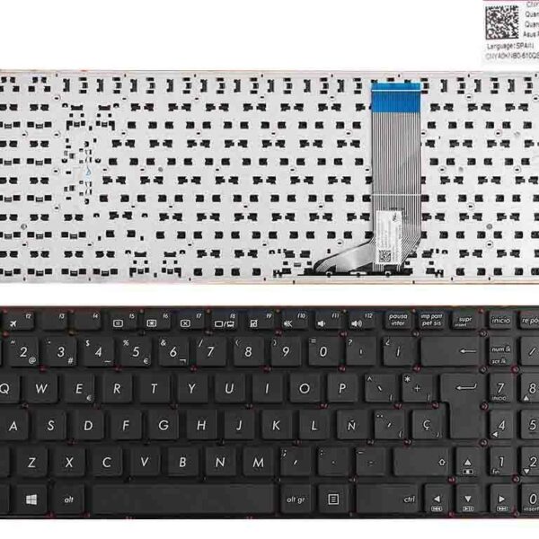 Teclado para Portátil Asus A556U K556U X556U R558U FL5900U Series - Espanhol, Preto, Frameless