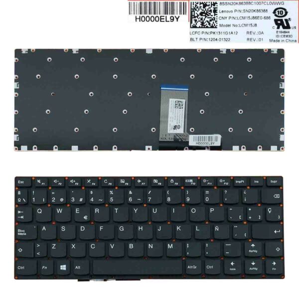 Teclado Portátil Lenovo Yoga 310-11 710-11 Series Preto Espanhol Sem Moldura
