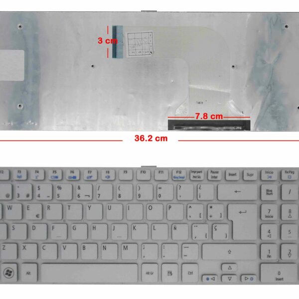 Teclado para Portátil Acer Aspire 5943 5943G 8943 8943G - Espanhol Prata