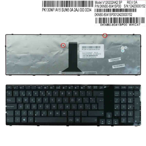 Teclado para Portátil ASUS K95 K95V K95VB K95VJ K95VM X93 X93S X93SM X93SV com Estrutura Brilhante
