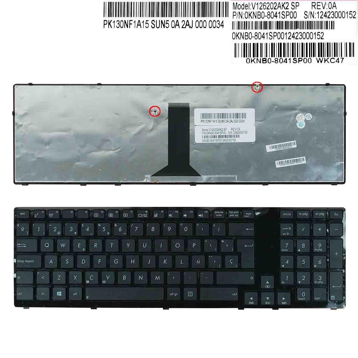 Teclado para Portátil ASUS K95 K95V K95VB K95VJ K95VM X93 X93S X93SM X93SV com Estrutura Brilhante