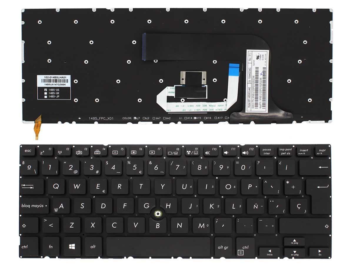 Teclado para Portátil ASUS ProBook Advanced BU201 Espanhol com Iluminação de Fundo