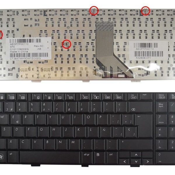 Teclado Espanhol Preto para Portátil HP CQ71 G71, Compatível com AE0P7P00110 532809-071