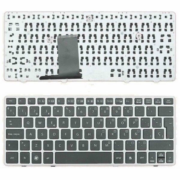 Teclado Portátil HP Elitebook 2560P 2570P - Marco Prata - Layout Espanhol/Castelhano