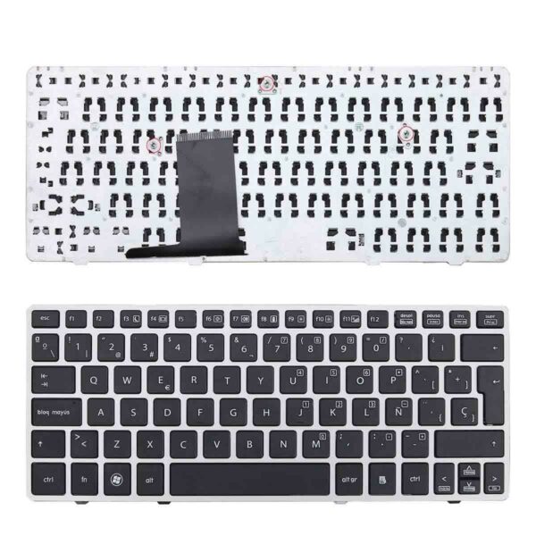 Teclado para Portátil HP EliteBook 2560p 2570p Preto com Estrutura Prata - Layout Espanhol