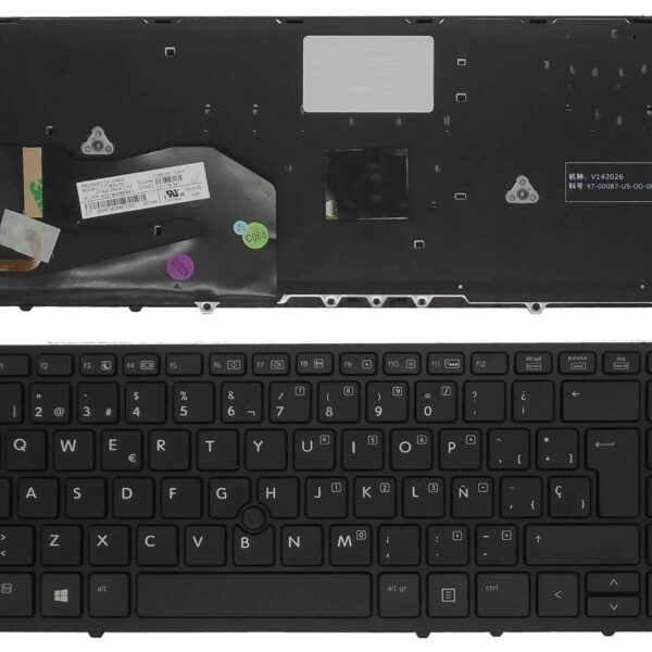 Teclado Espanhol Retroiluminado com Ponteiro para Portátil HP EliteBook 840 G1/G2, 850 G1 Series - PN 730794-071