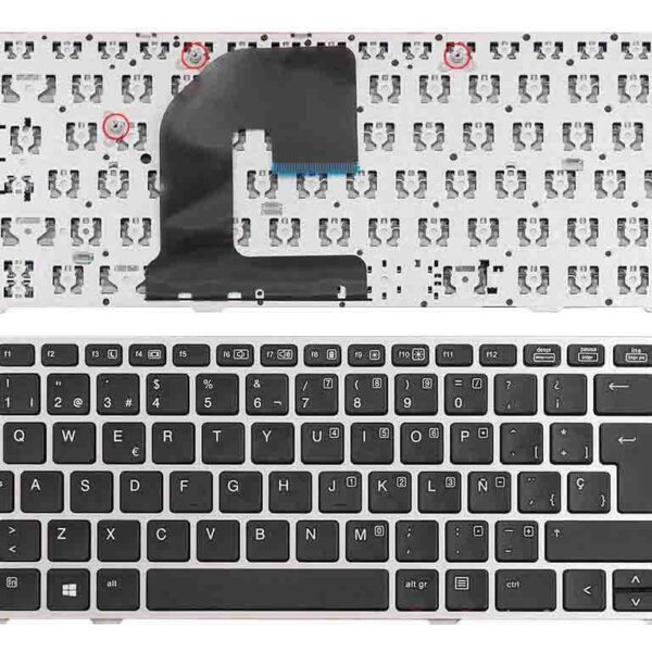 Teclado Portátil HP EliteBook 8460P 8460W 8470P 8470W Espanhol Prata Com Moldura