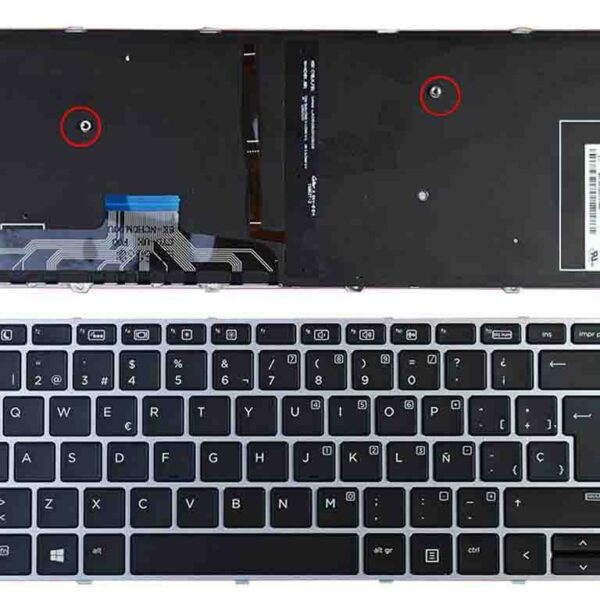Teclado para Portátil HP EliteBook Folio 1040 G3 Prata Retroiluminado - Idioma Espanhol