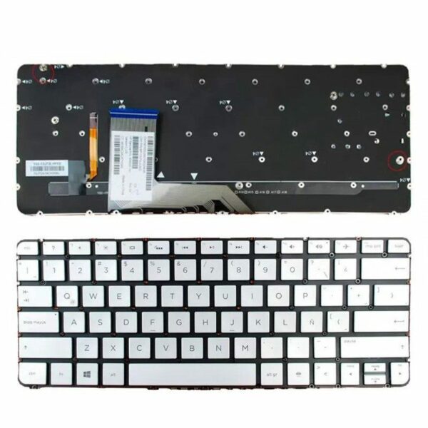Teclado Portátil HP Spectre 13-4000 13-4100 13-4200 x360 Prata Espanhol Retroiluminado Sem Estrutura