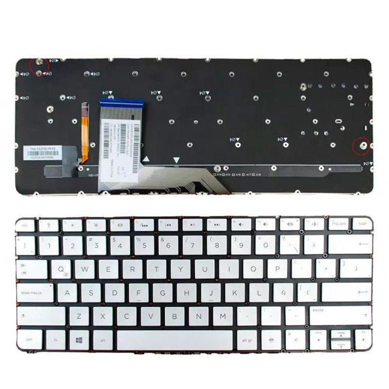 Teclado Portátil HP Spectre 13-4000 13-4100 13-4200 x360 Prata Espanhol Retroiluminado Sem Estrutura
