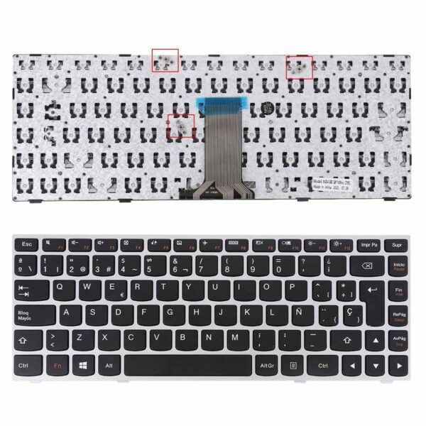Teclado Portátil Lenovo G40-30 G40-45 G40-70 G40-80 IdeaPad Flex 14 Espanhol Preto Com Moldura
