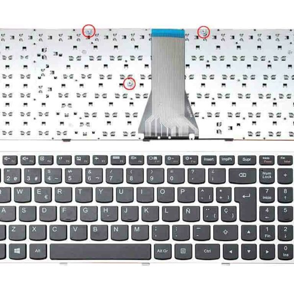 Teclado para Portátil Lenovo G50-70 Prata - Espanhol/Castelhano com Moldura