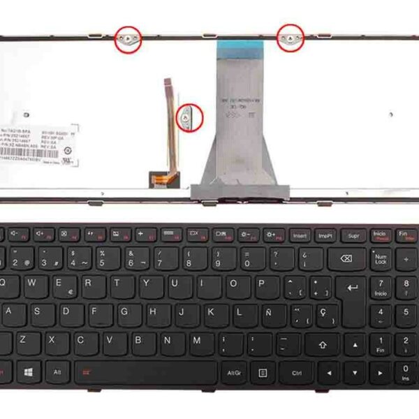Teclado Retroiluminado para Portátil Lenovo G50-70 Preto - Espanhol/Castelhano