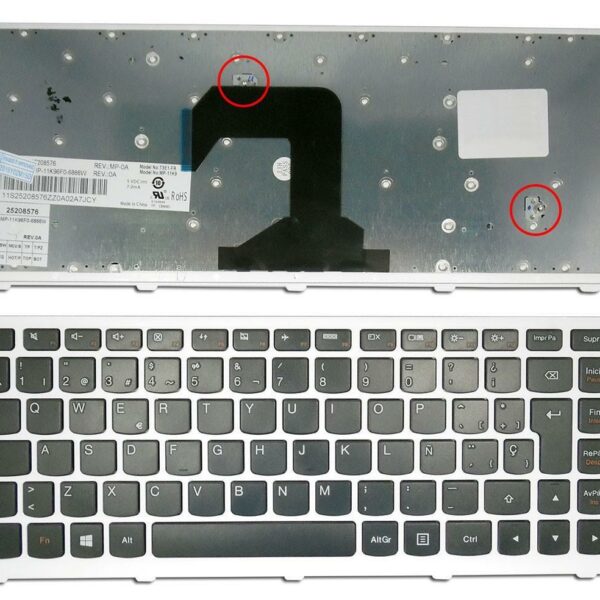 TECLADO PARA PORTATIL LENOVO S400 PRETO COM ESTRUTURA BRANCO