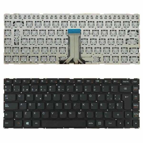 Teclado Espanhol Preto Frameless para Portátil Lenovo Yoga 500-14IBD