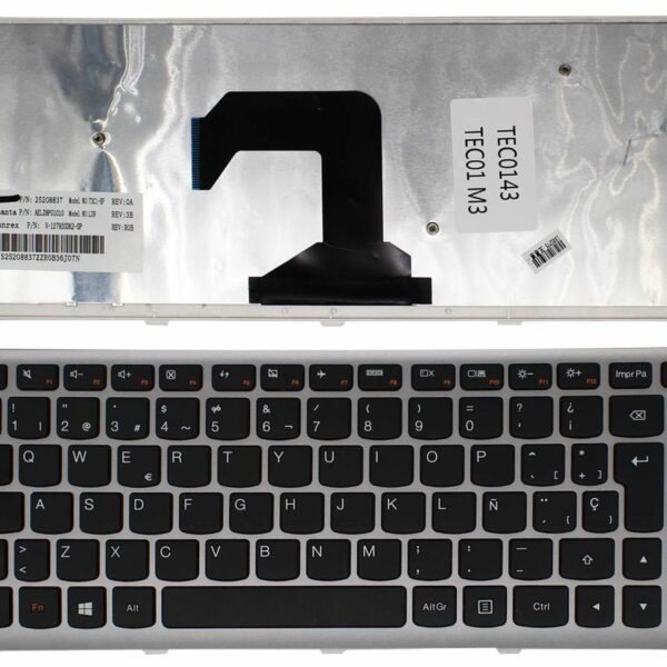 Teclado para Portátil Lenovo U410 Prata Espanhol (Castelhano) - Com Moldura