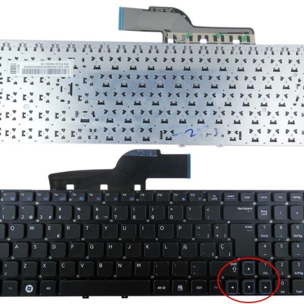 Teclado para Portátil Samsung NP300E5C - Idioma Espanhol - Preto - Frameless
