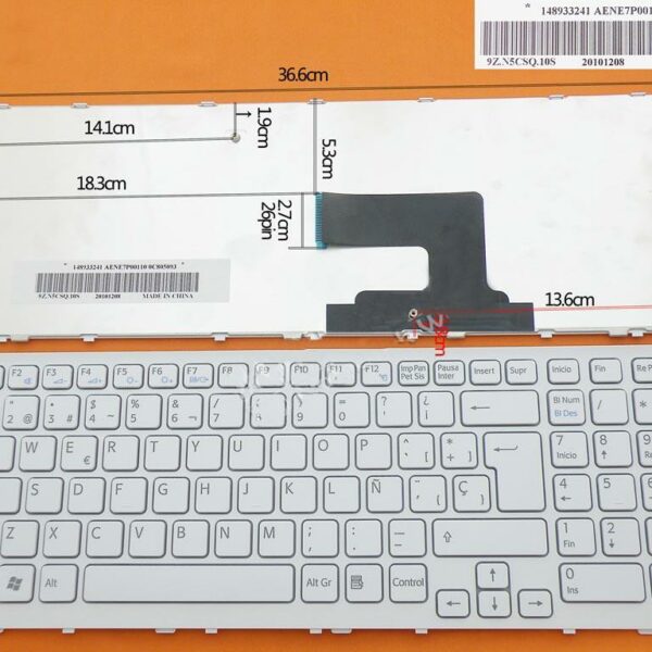 Teclado para Portátil Sony VAIO VPC-EE Series Branco Espanhol AENE7P00110