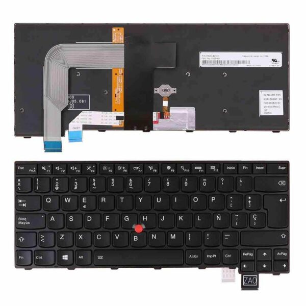 Teclado Retroiluminado para Portátil Lenovo ThinkPad 13 T460s T470s com Moldura Preta
