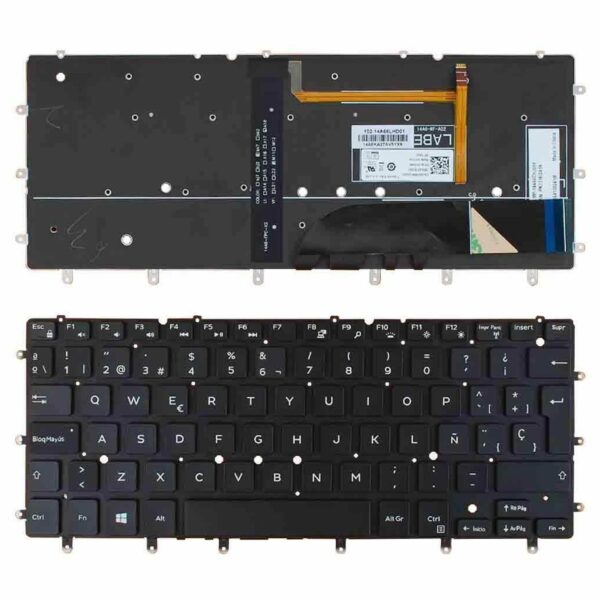 Teclado Backlit para Portátil Dell XPS 13 9343 9350 7347 7348 Inspiron 15 7547 7548 Preto Espanhol