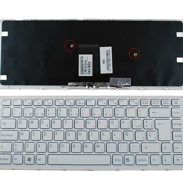 Teclado Espanhol para Portátil Sony VPC-EA1S1E Series - Branco, Com Moldura