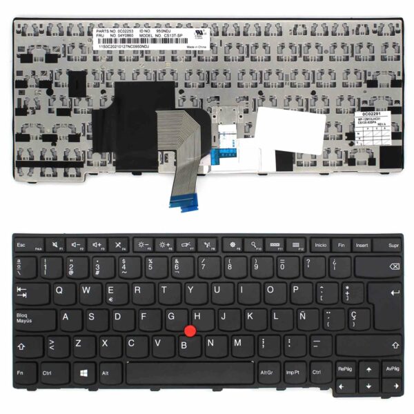 Teclado para Portátil Lenovo ThinkPad T431S T440 T440P T440S L440 - Layout Espanhol - Preto - Com Ponteiro
