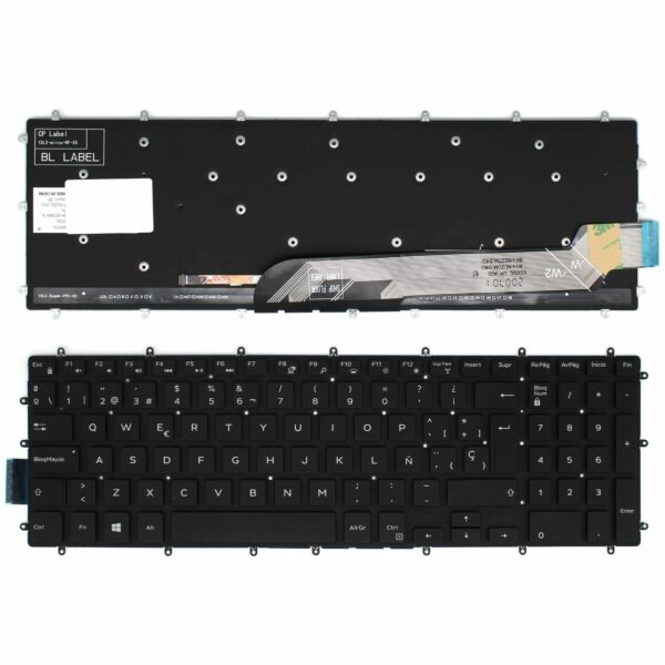 Teclado Retroiluminado Espanhol para Portátil Dell Latitude 15-5000, 15-55XX, 15-75XX Series - Preto - REF: TEC0638