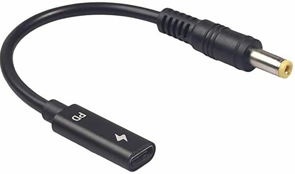 ADAPTADOR USB-C FÊMEA A 5.5X2.5MM MACHO 65W DE 15CM