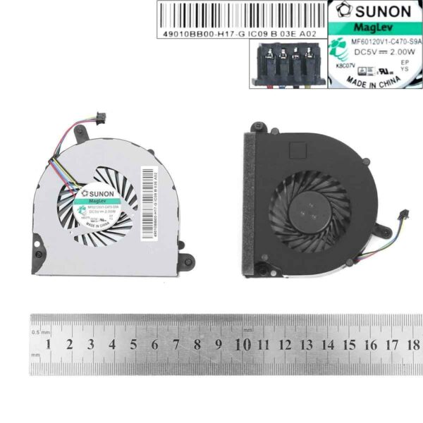 Ventoinha CPU para Portátil HP ProBook 6560B, 6565B, 8560, 8560B, 8560W, 8560P - MF60120V1-C050-S9A