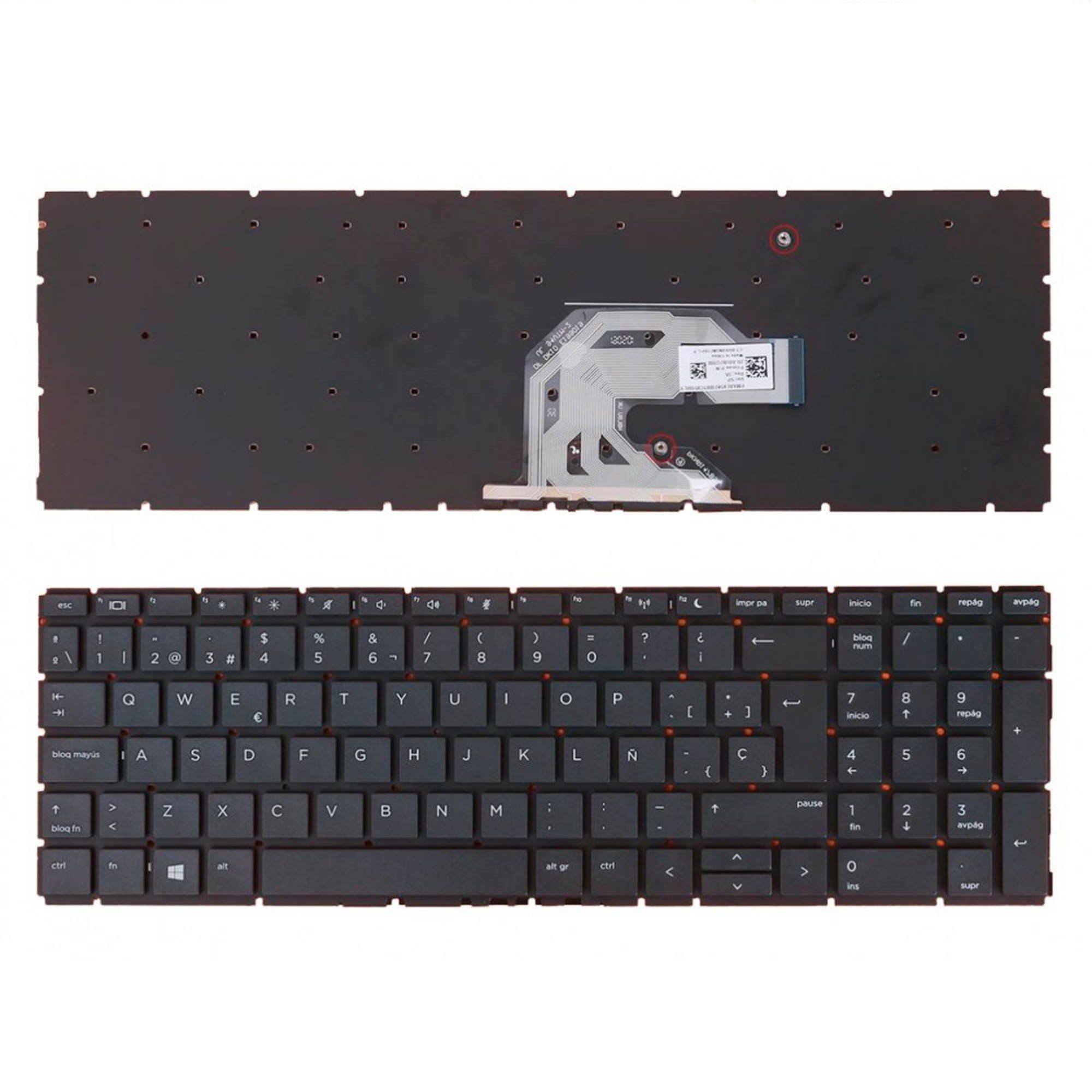 Teclado para Portátil HP ProBook 450 G6 G7, 455 G6 G7, 455R G6 G7 Preto Espanhol