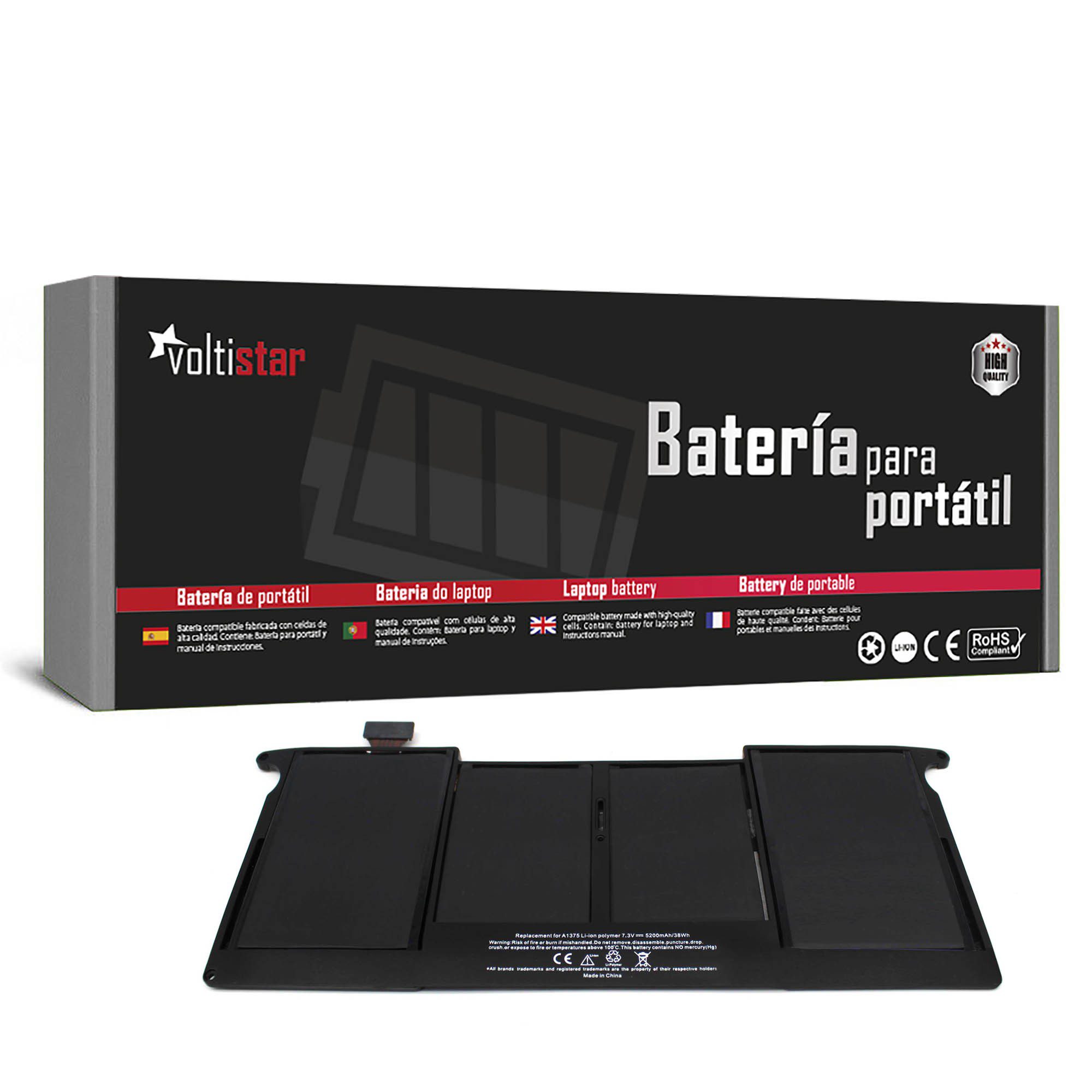 Bateria para Portátil Apple MacBook Air 11" A1370 A1390 MC505LL/A MC506LL/A MC507LL/A (2010) - P/N A1375 661-5736 020-6920