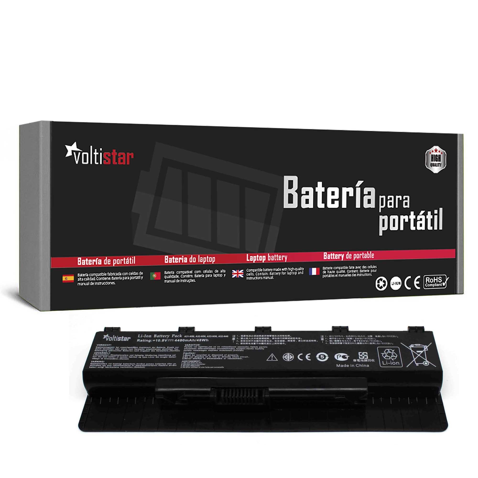 Bateria para Portátil Asus N56 N76 F45 R500 B53 Series - A31-N56 A32-N56 A33-N56 - 10.8V 4400mAh