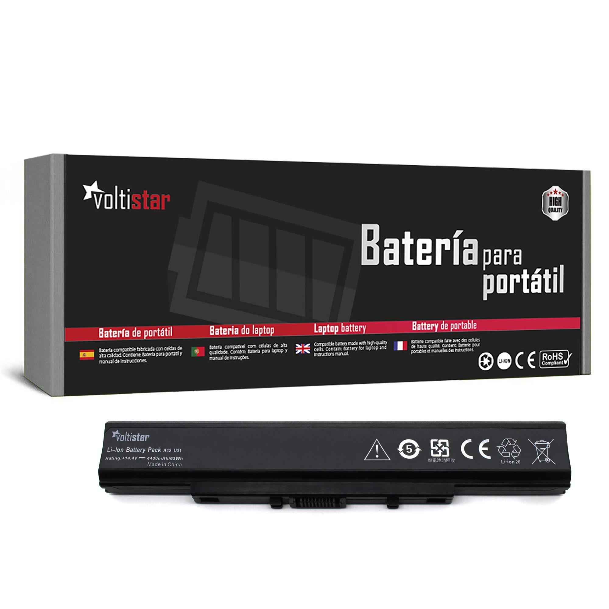 Bateria para Portátil Asus A32-U31 A42-U31 - 14.4V 4400mAh 6 Células