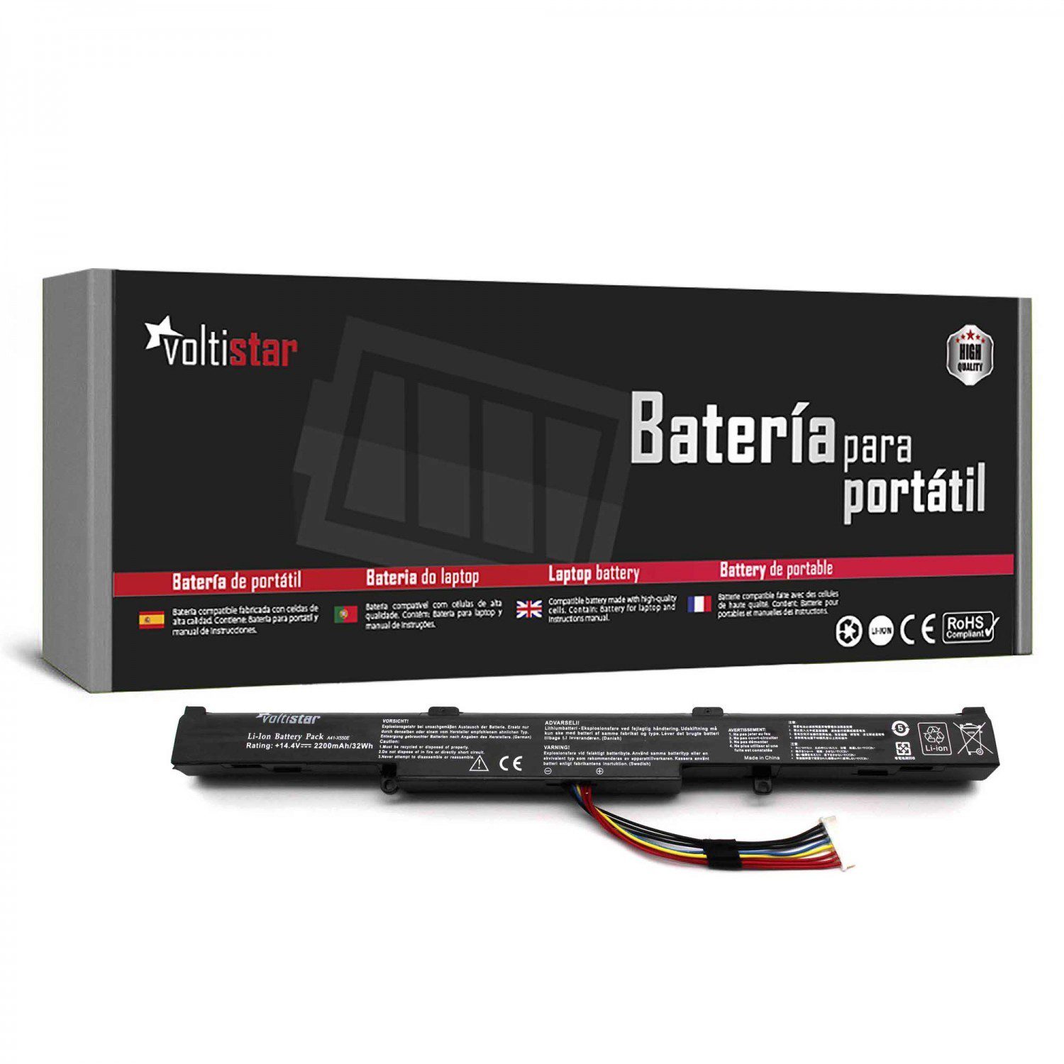 Bateria para Portátil Asus A450, A450JF, K550E - P/N A41-X550E - 14.4V 2200mAh