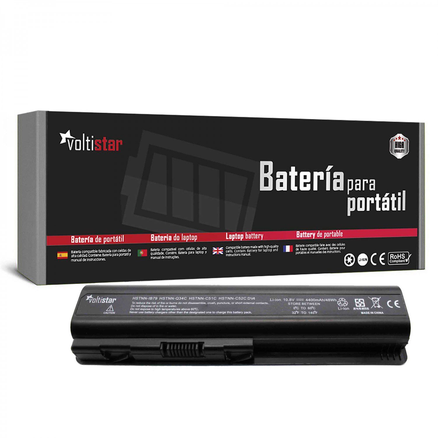 Bateria para Portátil HP Pavilion DV4 DV5 DV6, Compaq CQ40 CQ45 CQ50 CQ60 - HSTNN-CB72 HSTNN-IB72 HSTNN-DB72 - 10.8V 4400mAh