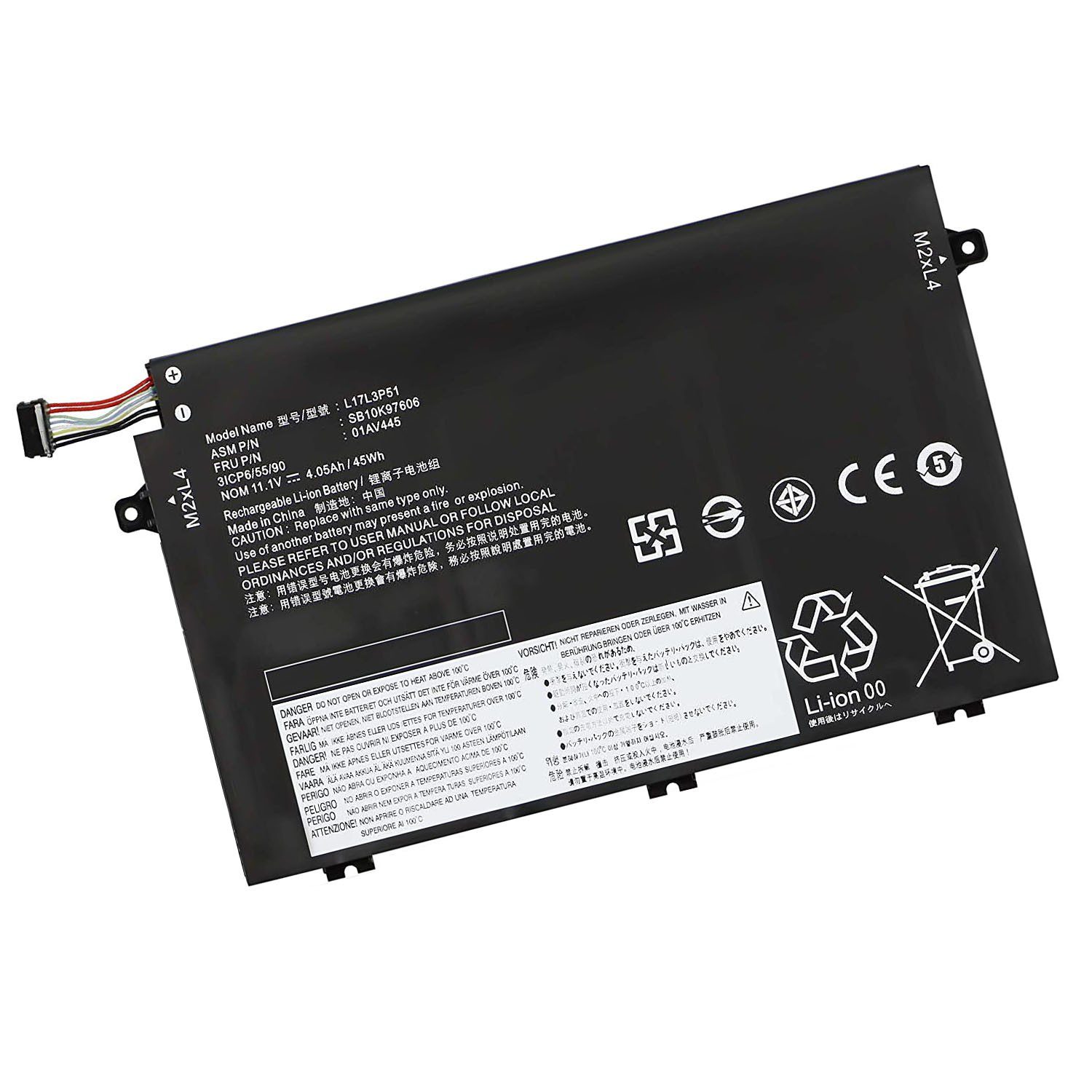 Bateria para Portátil Lenovo ThinkPad E480 E490 E580 E590 E14 E15 Series - L17C3P51 L17L3P51 11.1V 45Wh