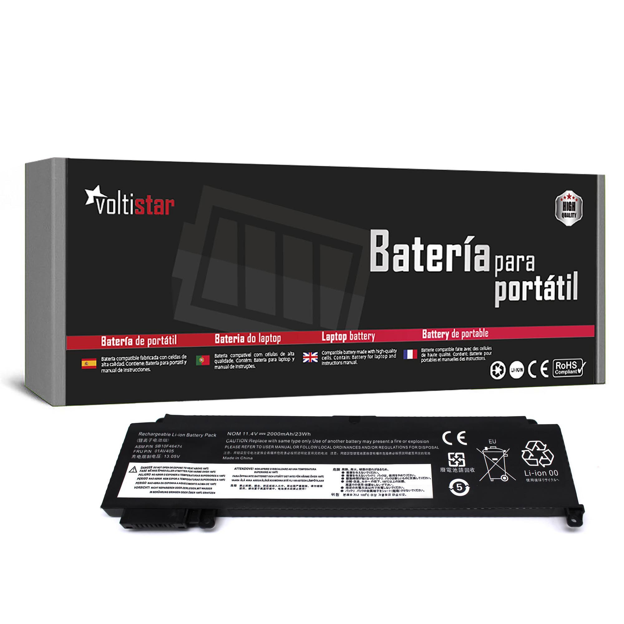 Bateria para Portátil Lenovo ThinkPad T460S T470S - 11.4V 2000mAh - Compatível com 01AV405 01AV406 01AV407