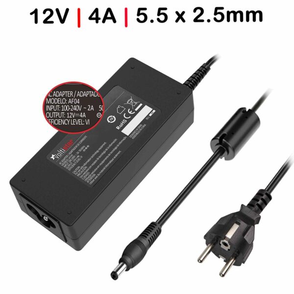 Carregador para Monitor 12V 4A 5.5x2.5mm 48W - Compatível com Televisores, Routers e Drivers LED